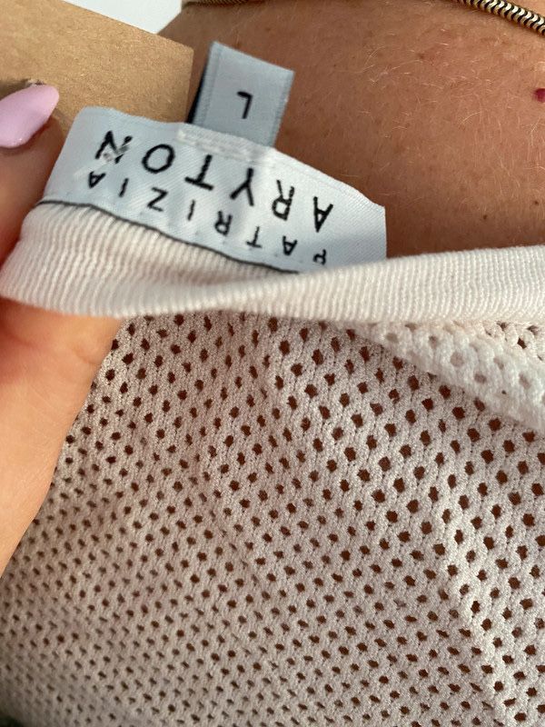 Patrizia Aryton biały sweterek swetr ażur ażurowy siateczka viscose L