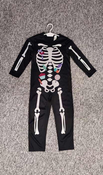 Strój karnawałowy kościotrup szkielet kości 122 128