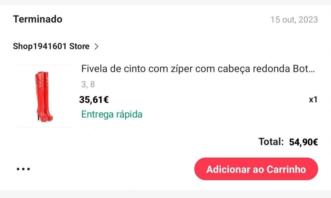 Botas vermelhas couro envernizado salto  acima joelho Nº39 Aliexpress