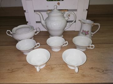 Zestaw kawowo-herbaciany PRL porcelana Wałbrzych
