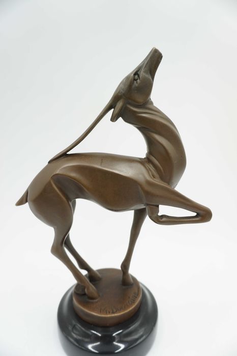 FIGURA Z BRĄZU młody jeleń prezent dla myśliwego art deco