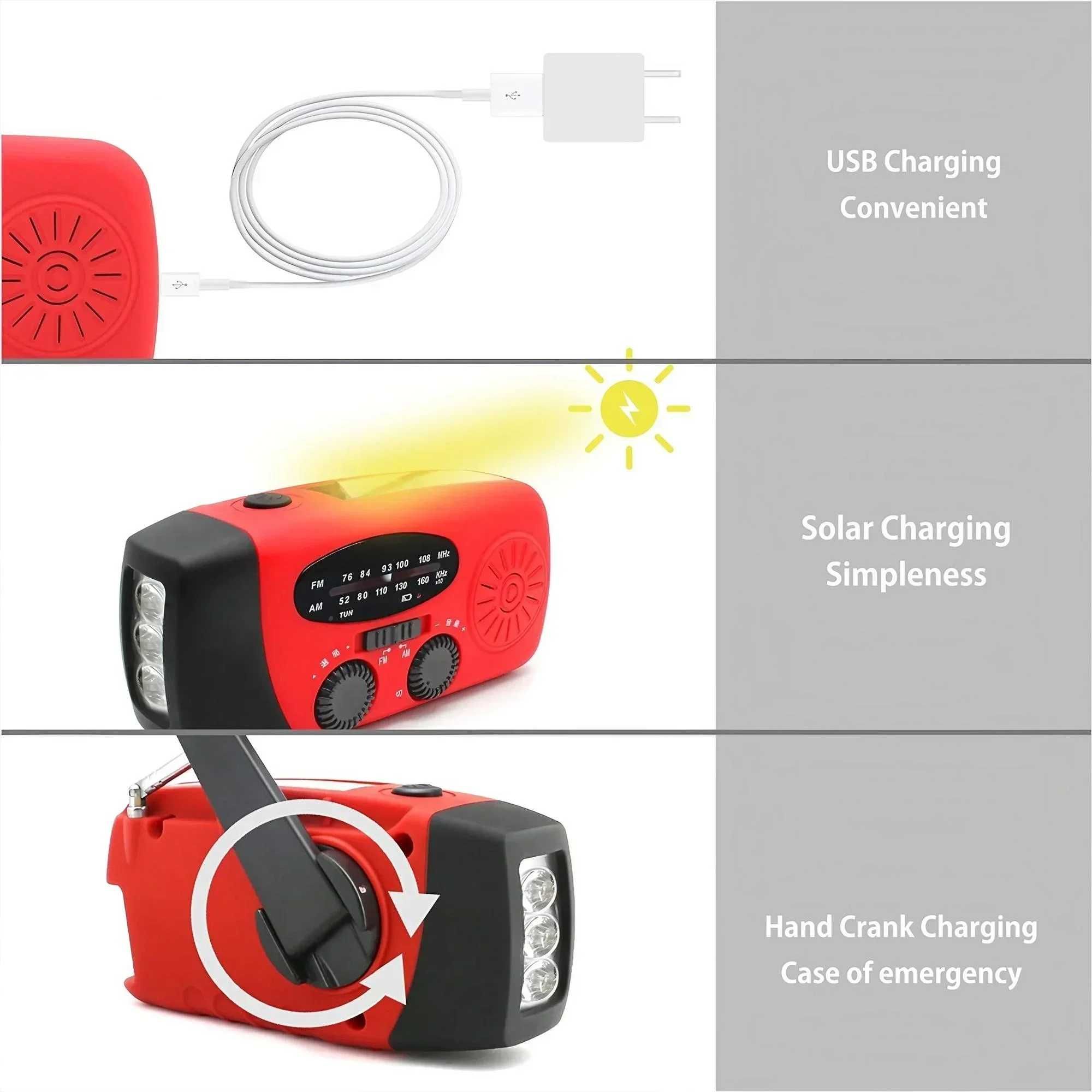 Аварійне радіо 3 в 1 Сонячна панель, powerbank, динамо, ліхтарь, радіо