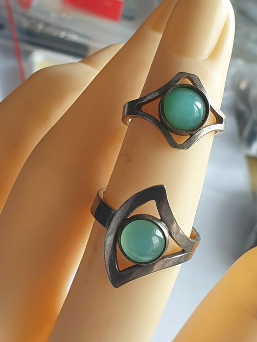 Warmet Srebrny pierścionek PRL chryzopraz srebro