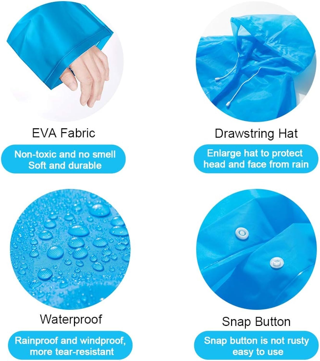 Płaszcz przeciwdeszczowy wielokrotnego użytku kolor niebieski