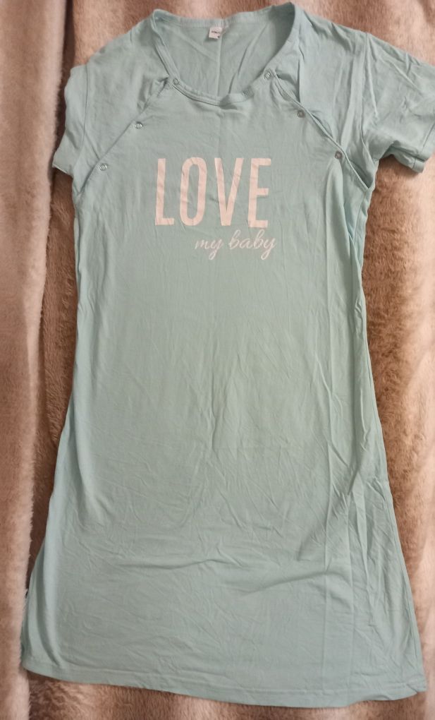 Koszula do karmienia M – turkusowa, For Mommy, „Love My Baby”