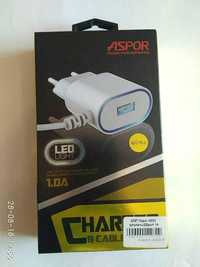 Мережеві зарядні пристрій Aspor A802P Iphone + USBport 1A