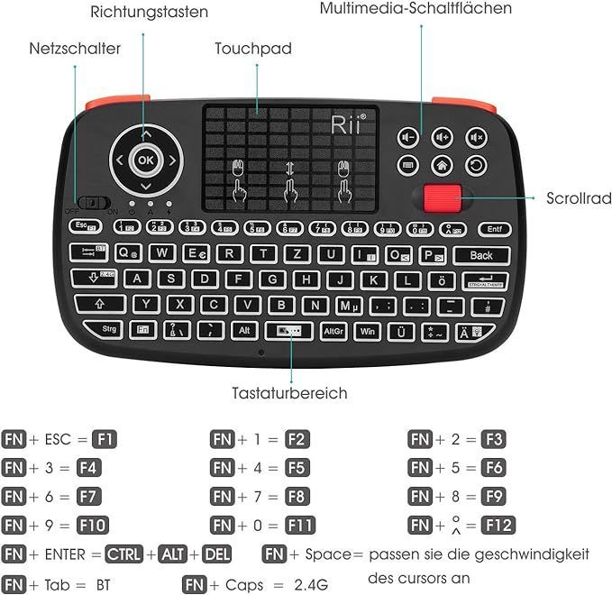 rii klawiatura bluetooth z touchpadem