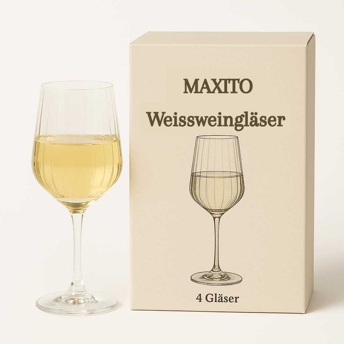 Zestaw Kryształowych Kieliszków 490Ml 4 Szt Do Wina Białego Nowoczesne