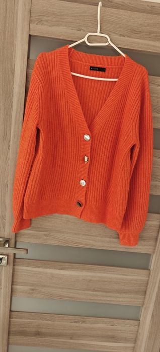 Pomarańczowy kardigan z domieszką wełny roz S Mohito