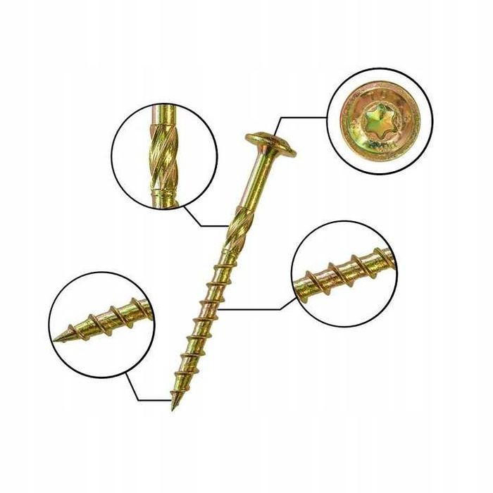 Wkręt ciesielski konstrukcyjny 8x220 mm z łbem talerzowym - 50szt