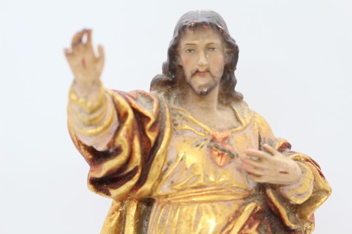 Arte Sacra Imagem Sagrado Coração de Jesus em Pó de Pedra XX 26 cm