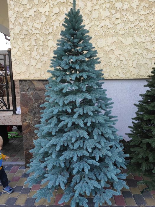 Лита ялинка Преміум зелена блакитна Ялинка штучна пластику Елка литая