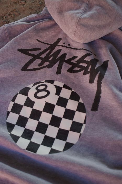 Rare Stussy 8 Ball Checker Pattern Zip Hoodie Usa