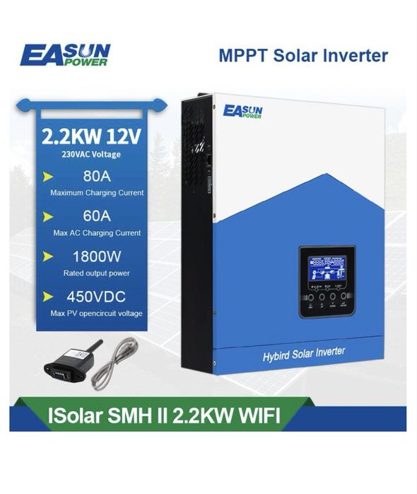 В наявності! Гібридний інвертор EASUN 2200 Вт 12в на 220 В