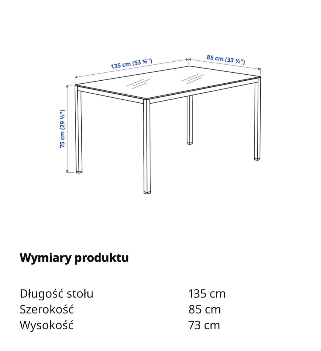 Zestaw IKEA stół TORSBY+ 4 krzesła TOBIAS połysk biel chrom