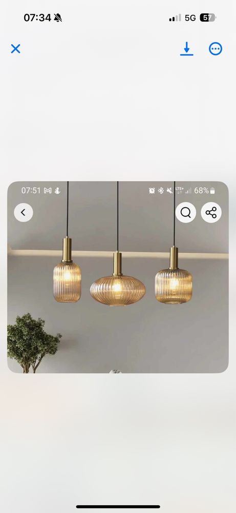 Lampa sufitowa, ryflowane szklo