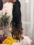 Treska clip in włosy ombre brąz blond czarny dopinka peruka 50cm taśma