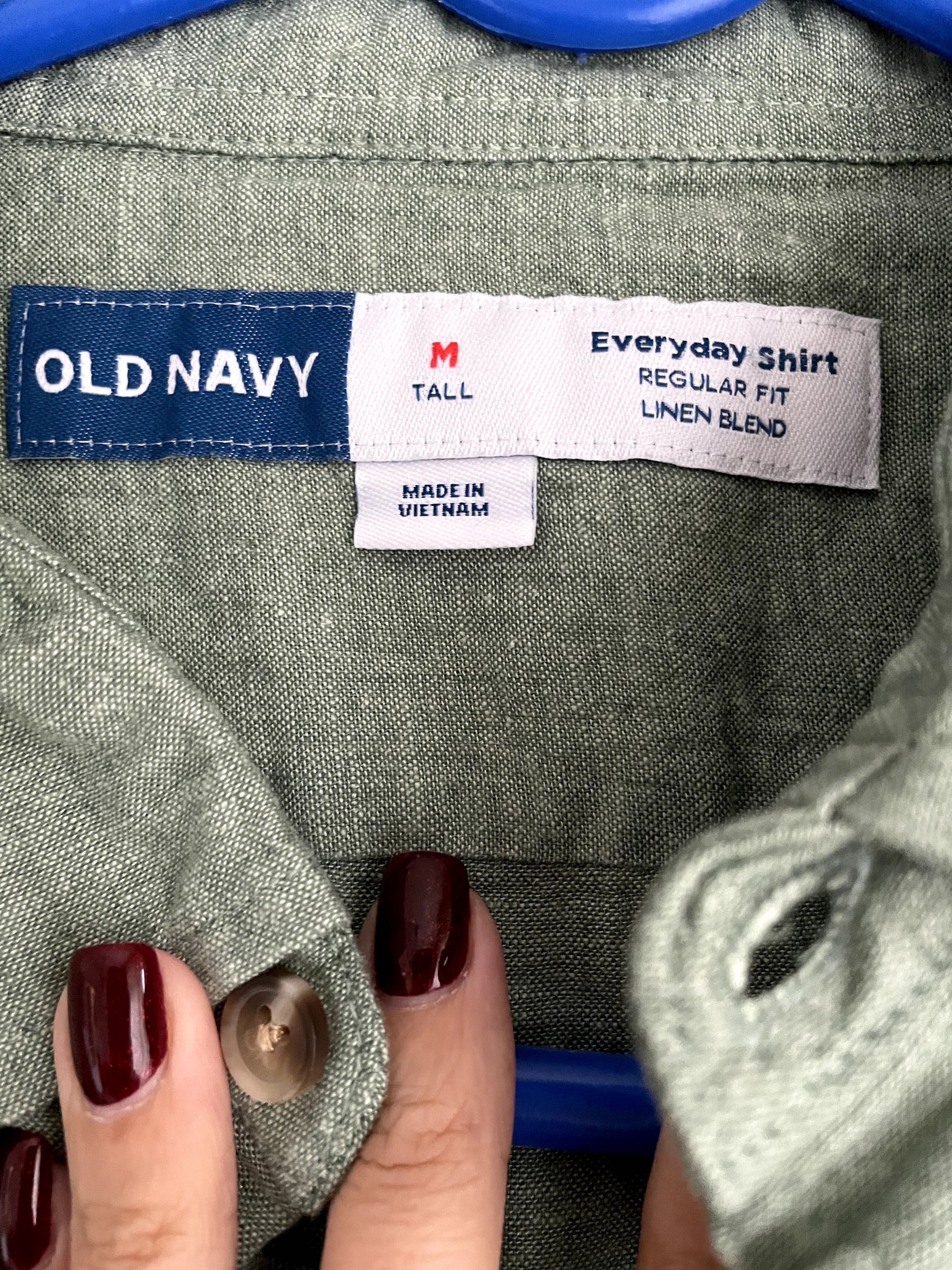 Сорочка чоловіча з коротким рукавом, льон, М (tall), Old navy