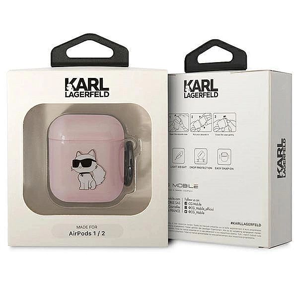 Etui Karl Lagerfeld Ikonik Choupette na AirPods 1/2 - różowe