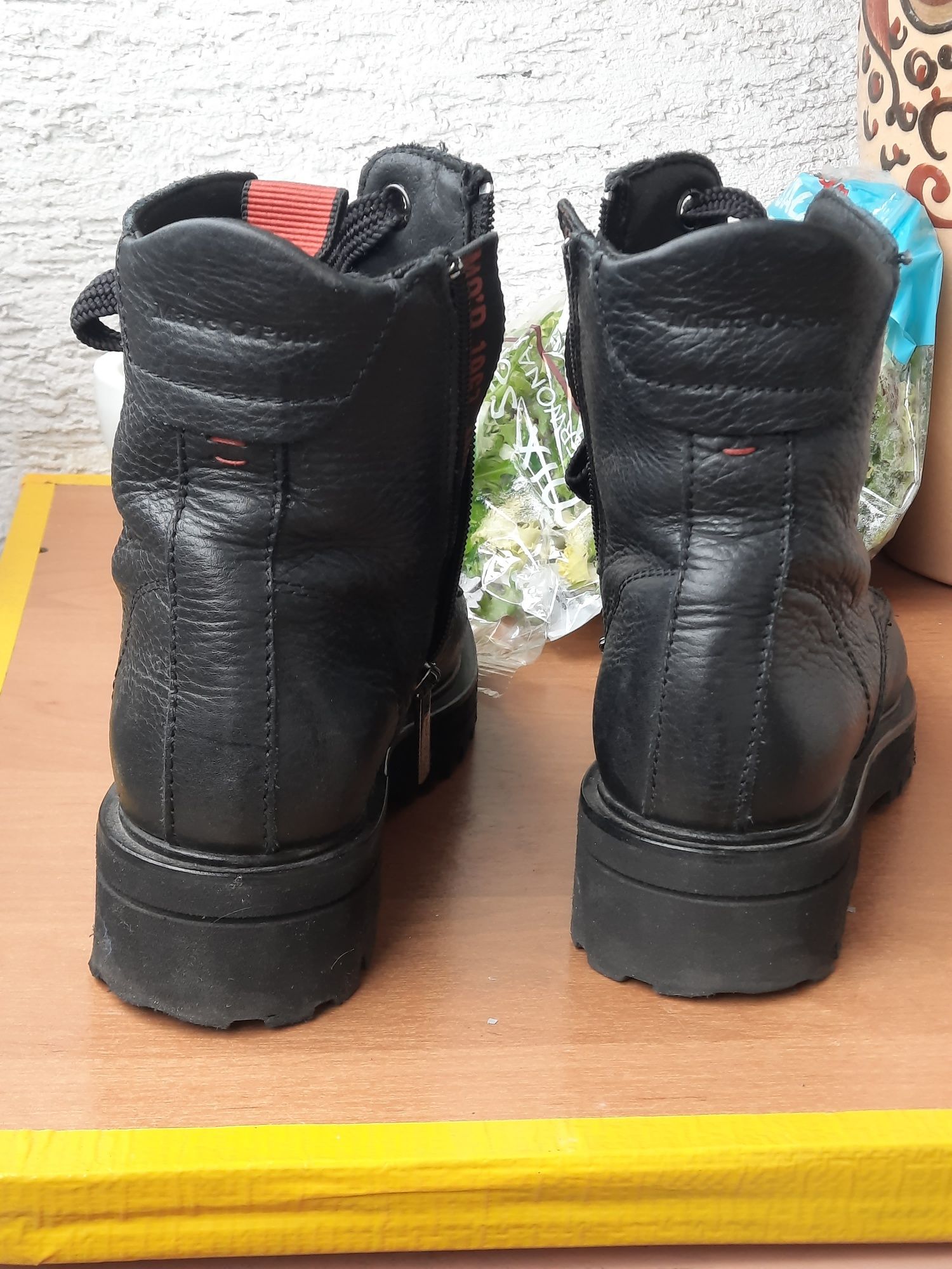 Glany trapery Marc O'Polo r. 37 botki sznurowane czarne skóra black
