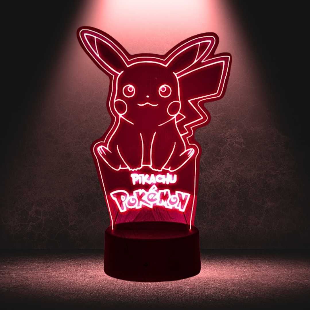 Lampka Nocna Biurkowa dla Dzieci Pikachu Pokemon Go Podświetlana