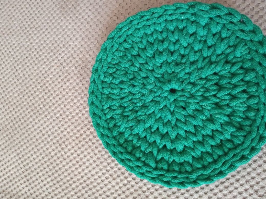 Podkładka ze sznurka bawełnianego zielona 21 cm