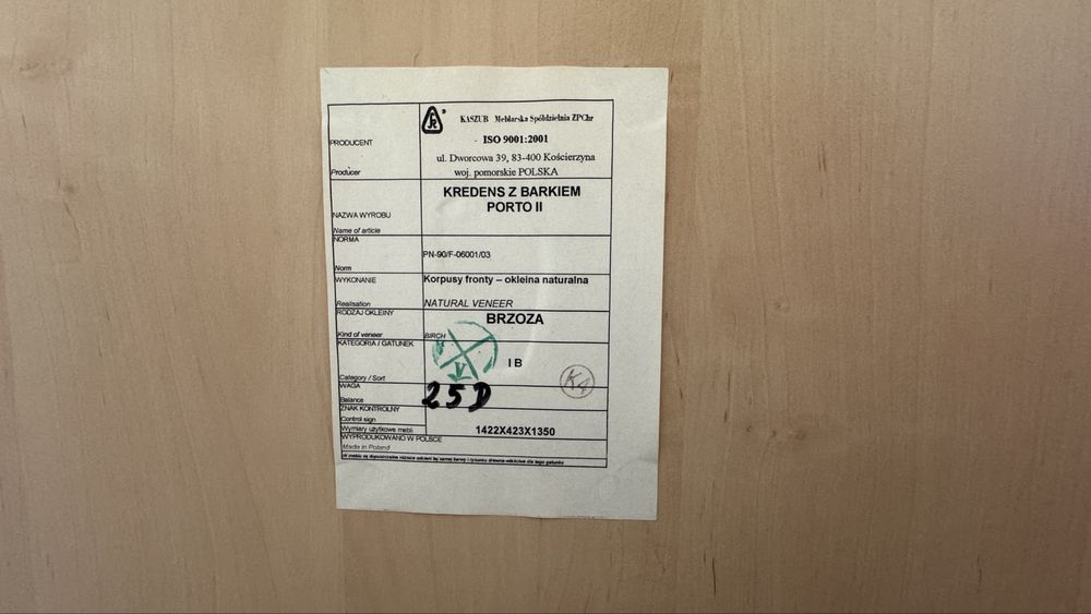 Kredens z barkiem PORTO II, szafka barek