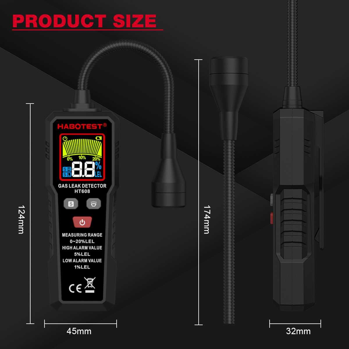 Detektor wycieku gazów z alarmem Habotest HT 608 tester gazu