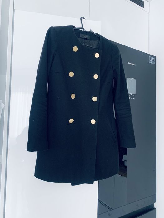 Czarny płaszcz płaszczyk kurtka mango xs