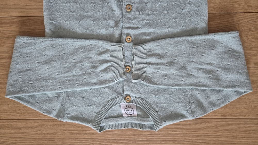 Sweterek ażurowy dla dziewczynki,niebiesko-zielony_H&M_rozm. 104