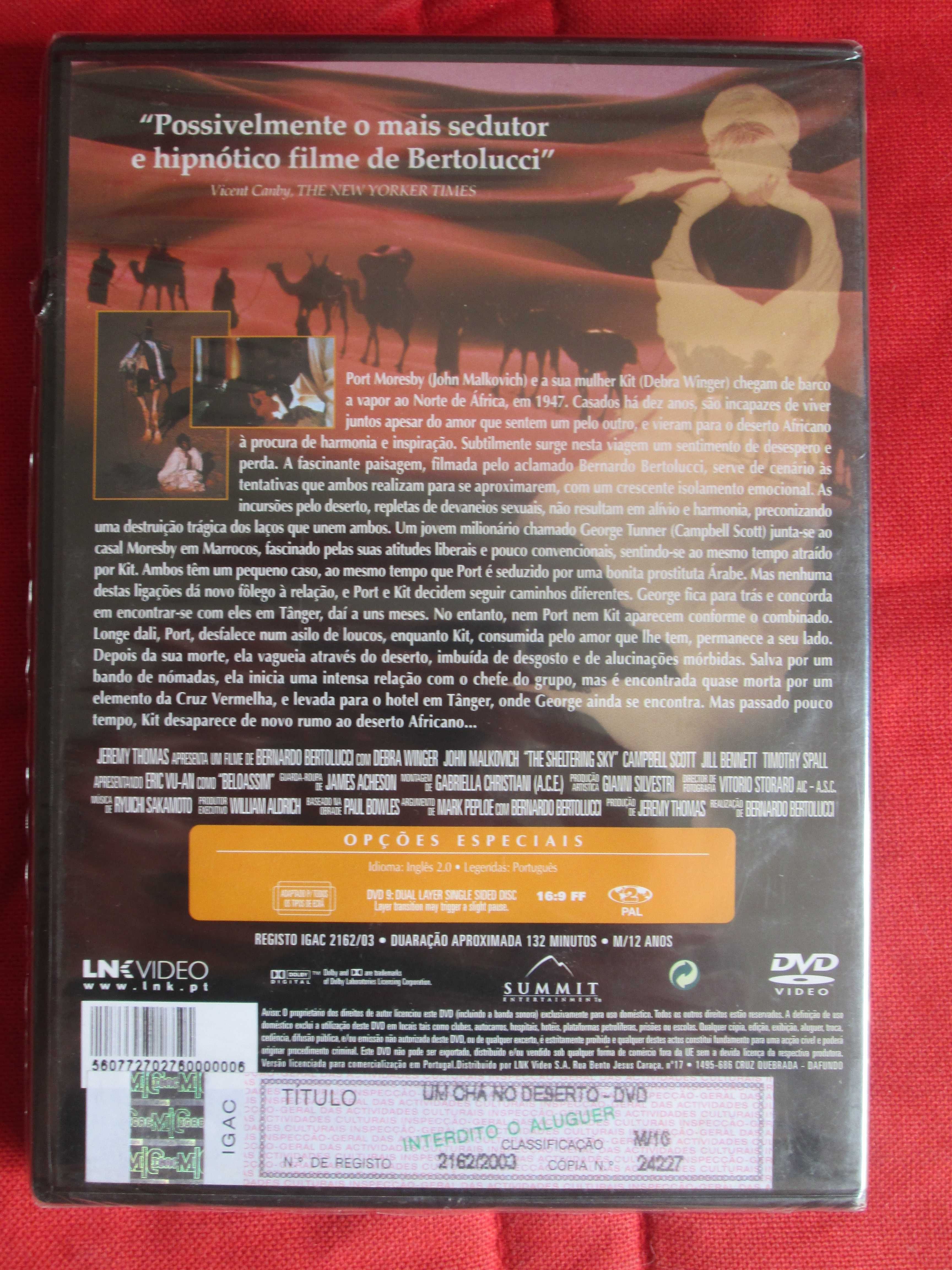 DVD Um Chá no Deserto, Bernardo Bertolucci, J. Malkovich, Debra Winger