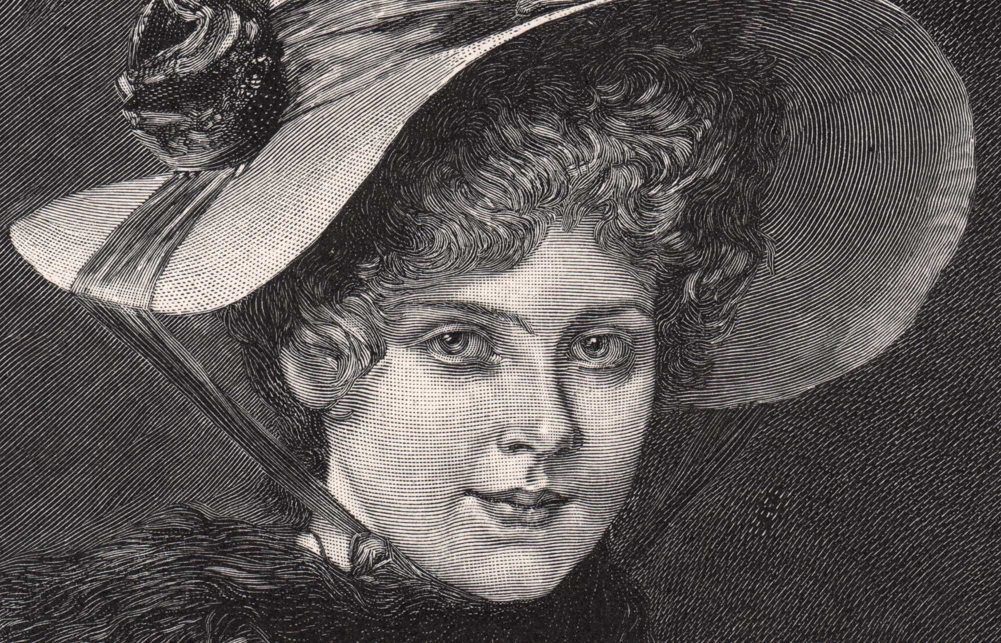 Dama w kapeluszu. Piękny drzeworyt ilustracyjny 1894 r. autentyk