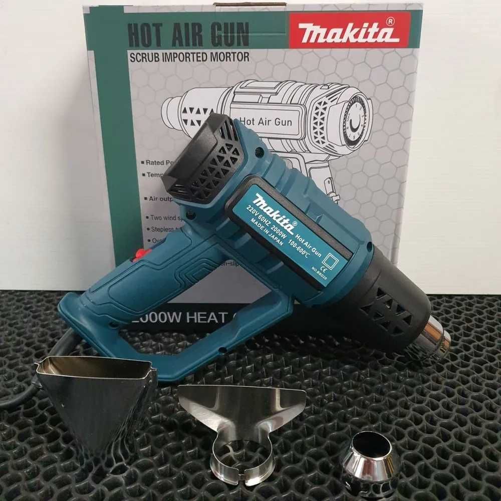 Технічний будівельний фен Makita 2200 Вт 300-600 С 4 насадки кейс PL