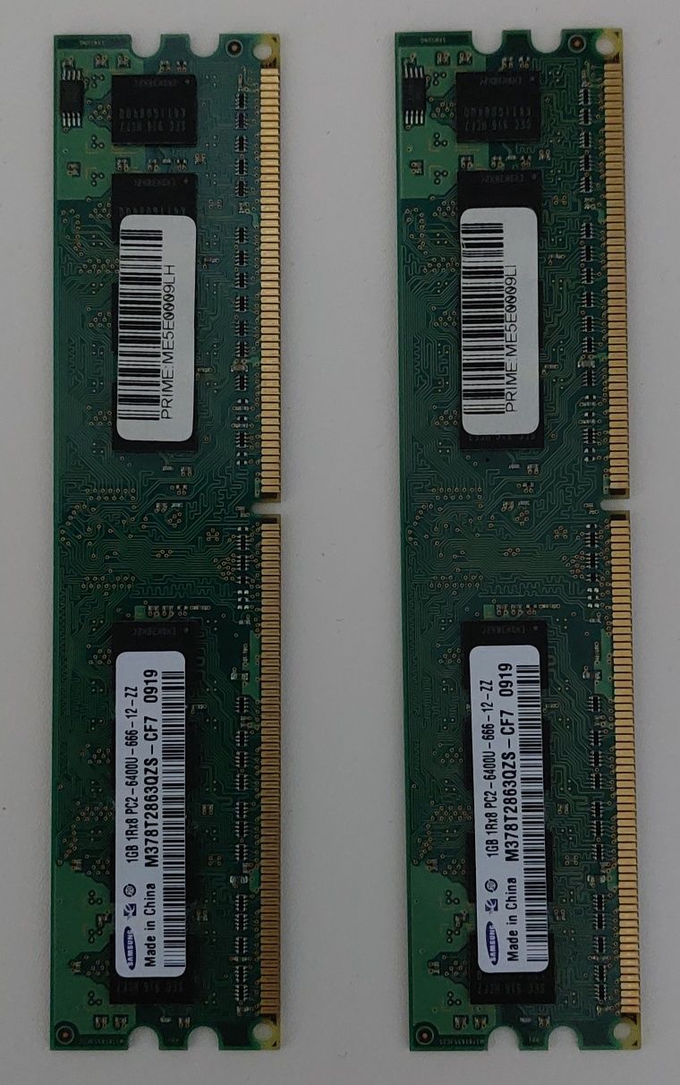 Оперативная память Samsung  DDR2 PC2-6400 1RX8 1Gb+1Gb=2Gb
