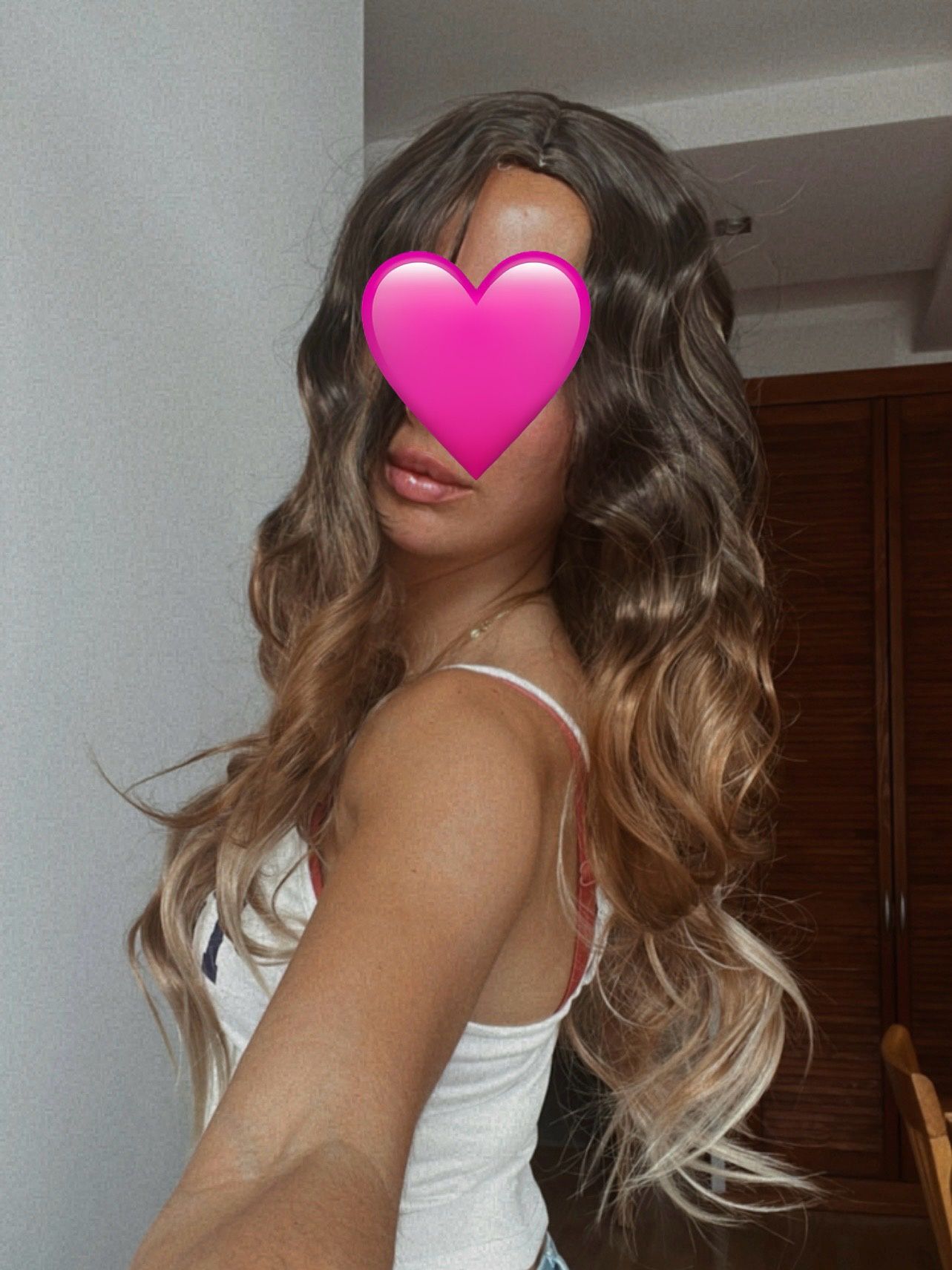 Peruka włosy długie jasny brąz ombre loki blond pasemka nowa