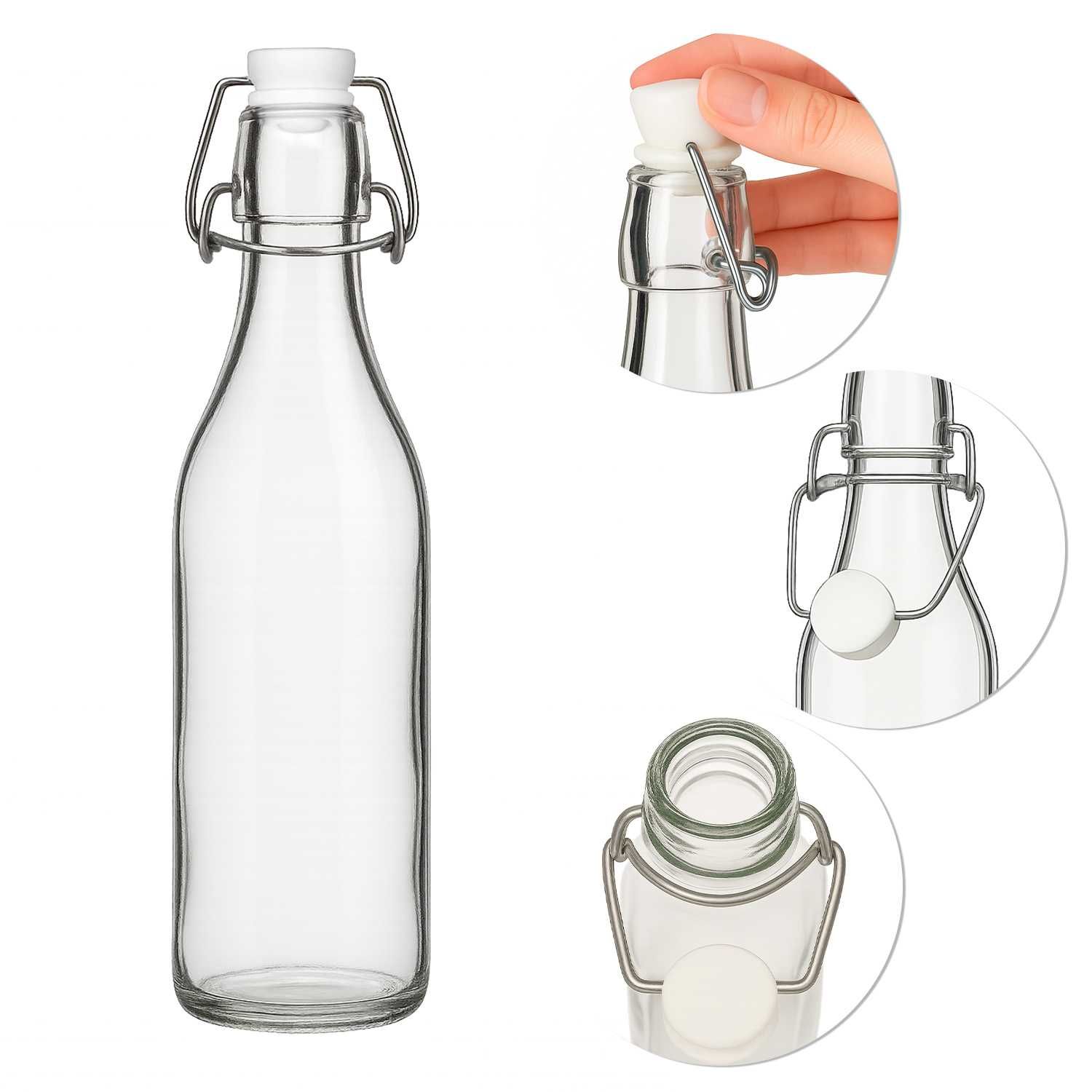 Butelka okrągła 1000 ml 1 l na mleko + korek mechaniczny