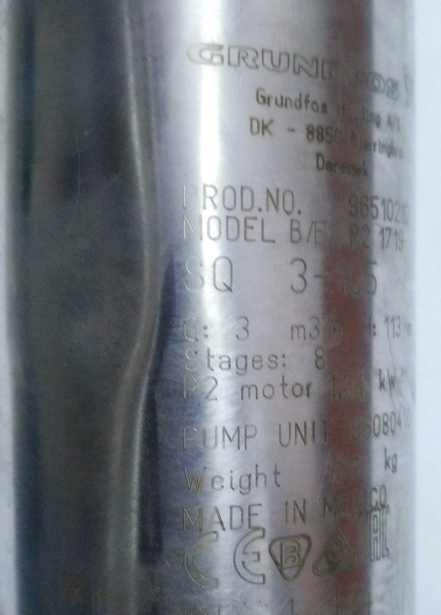 Насос погружной скважинный Grundfos SQ 3-105, не рабочий