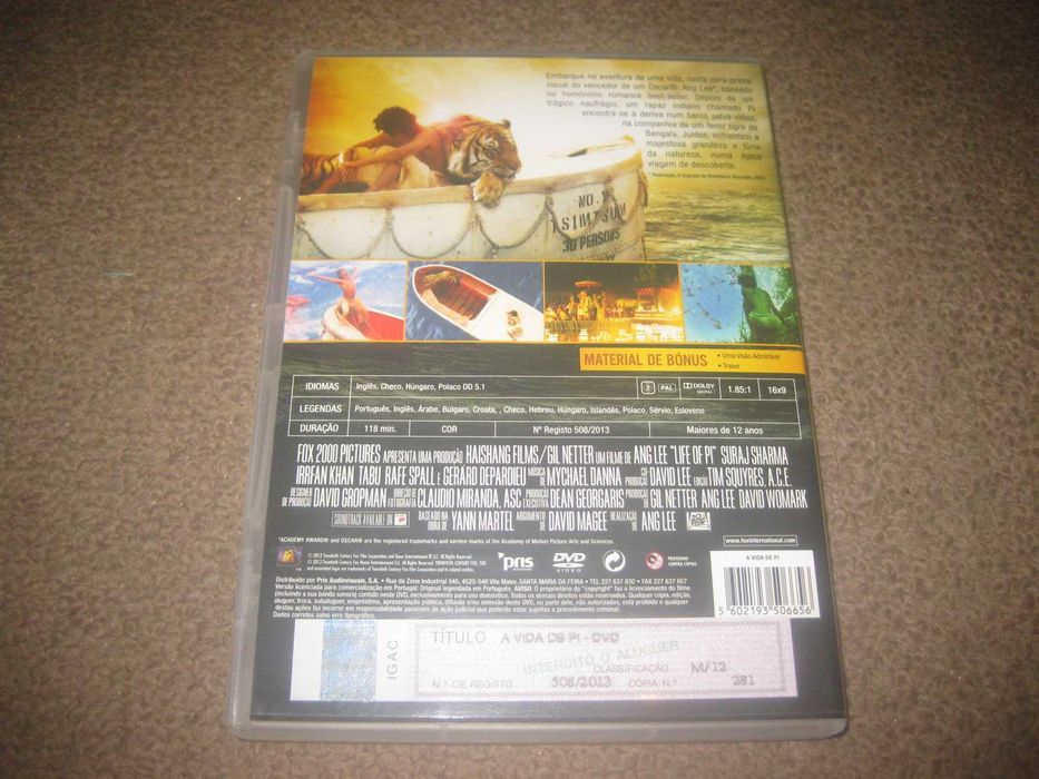 "A Vida de Pi" de Ang Lee numa Edição Especial com 2 DVDs!