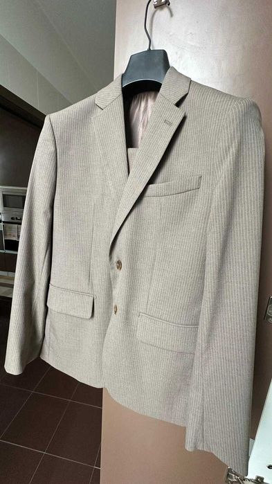 Fato Riscas Diplomáticas Bege Mango