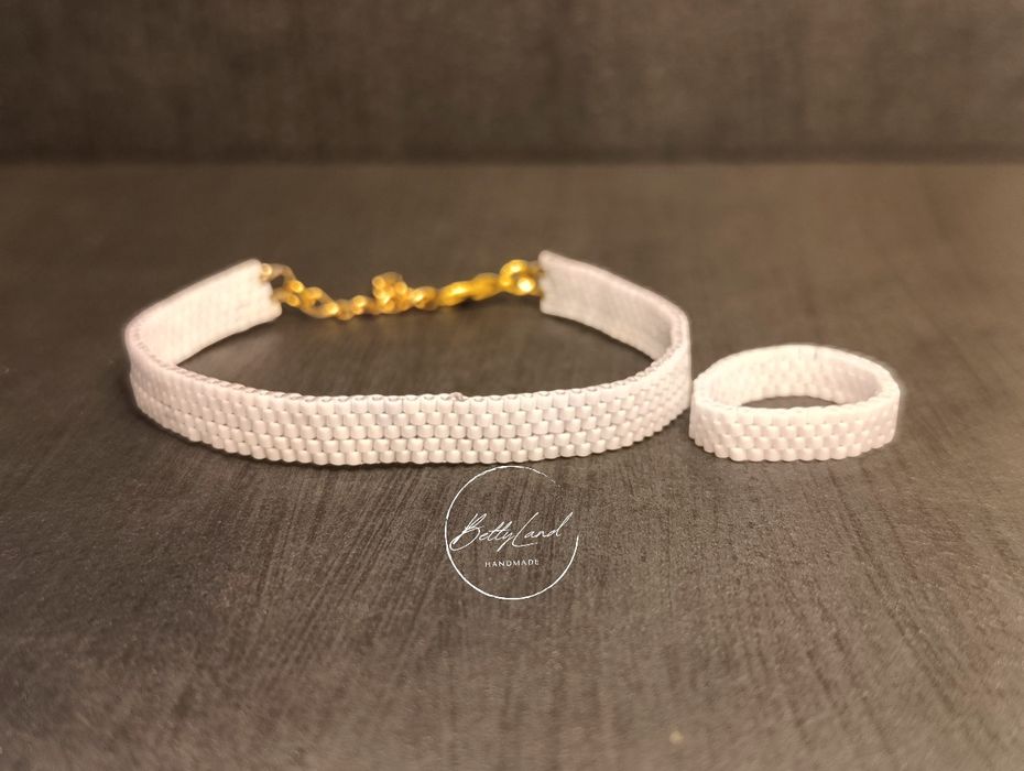 Bransoletka i pierścionek z koralików - handmade