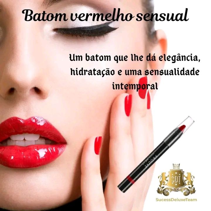 Batom vermelho sensual prouvé 100% Vegan