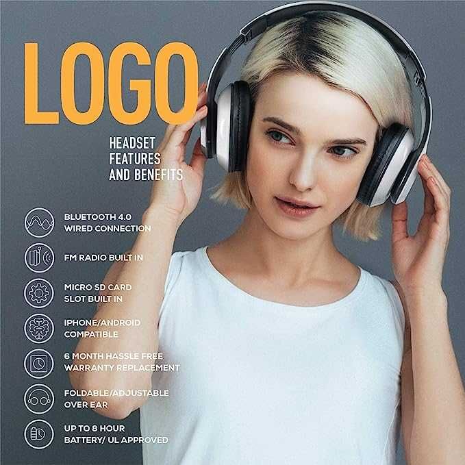 Słuchawki Bluetooth nauszne bezprzewodowe z mikrofonem