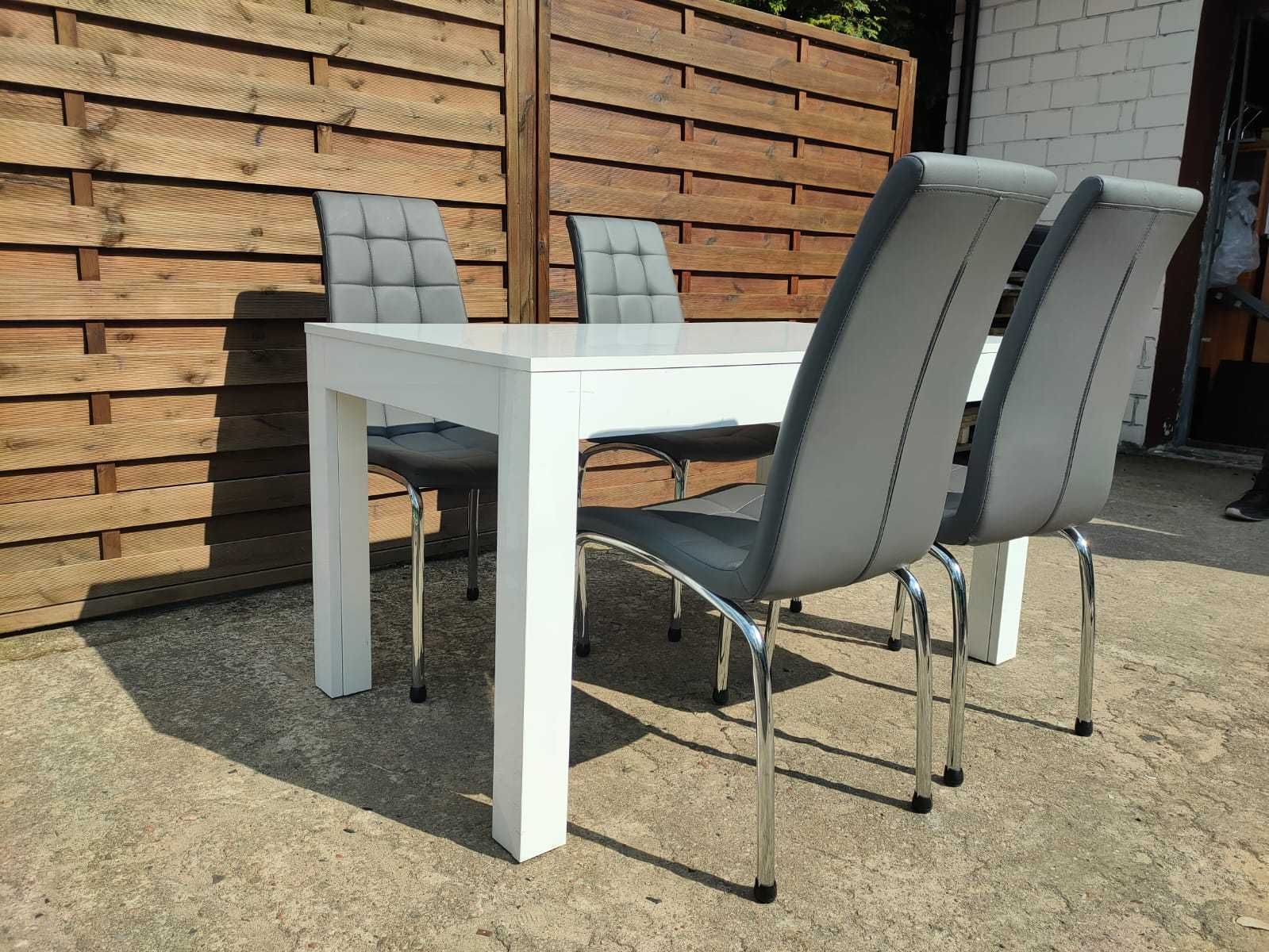 Stół rozkładany + 4 krzesła Agata Meble biały szary
