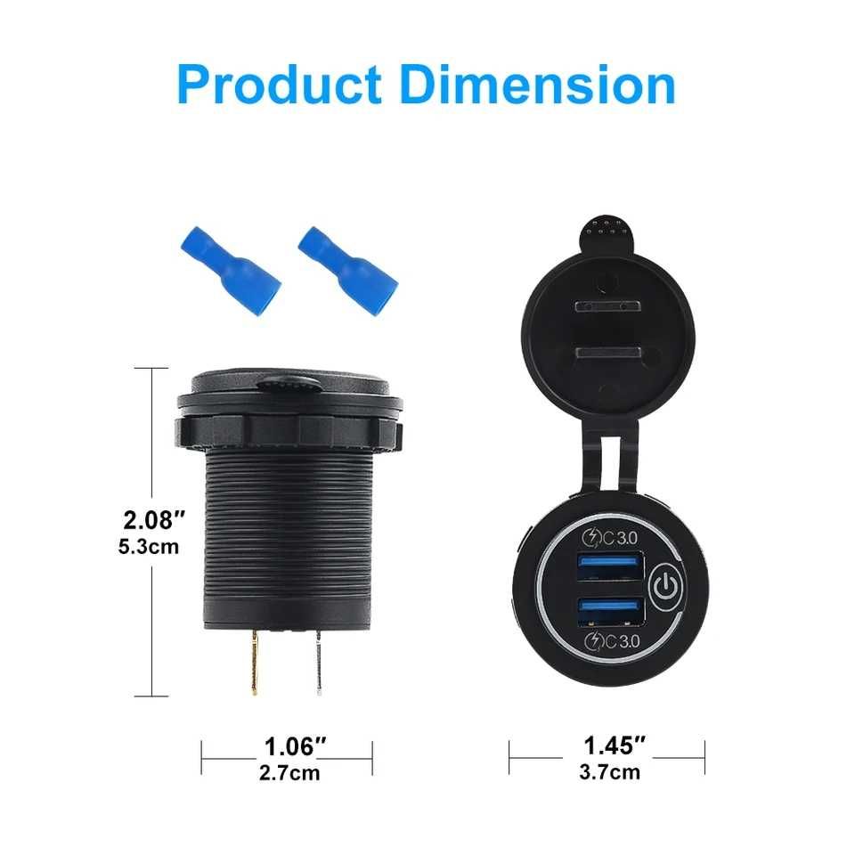 Автомобільна швидка usb зарядка для гаджетів qs 3.0 12-24в
