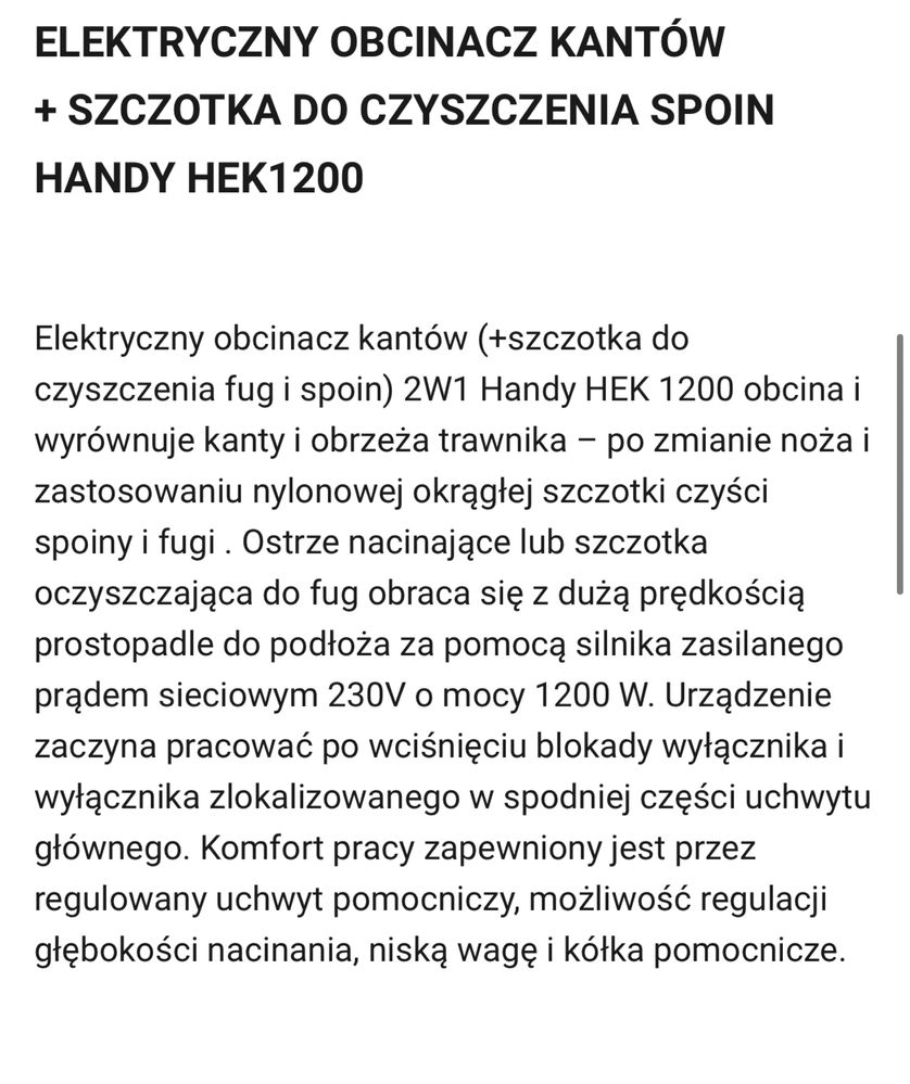 Handy hek 1200 elektryczny wykrawacz kantow plytek