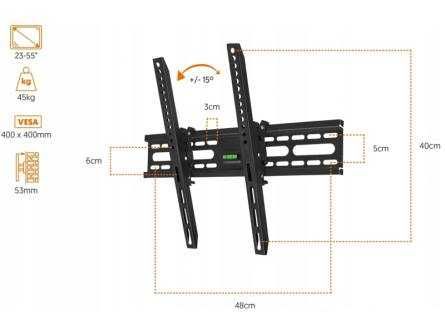 Uchwyt ścienny do LCD 23-65" z regulacją.