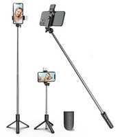 Selfie Stick Bezprzewodowy z Lampą Led Statyw Tripod H1s Czarny