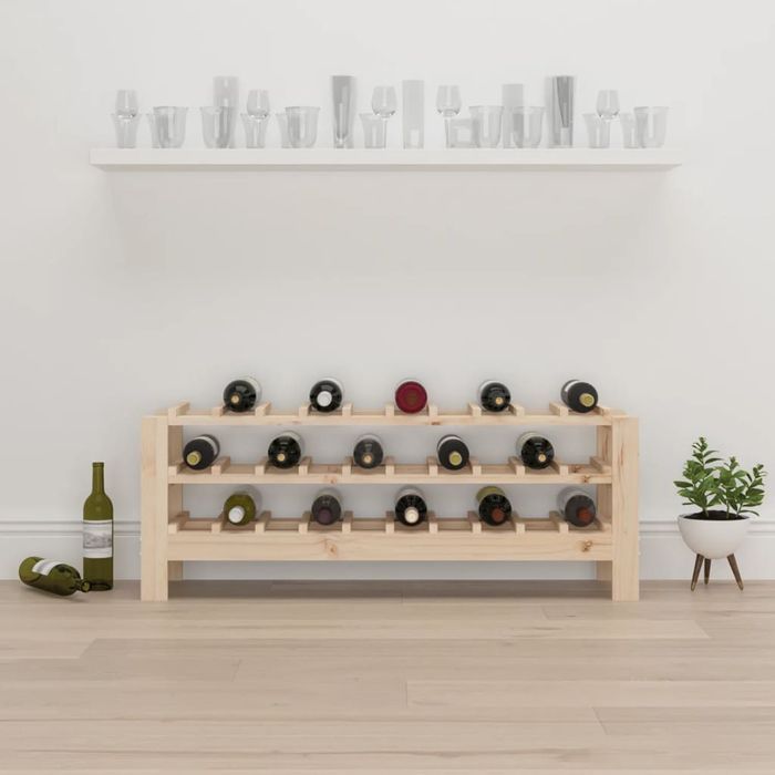 vidaXL Stojak na wino, 109,5x30x42 cm, lite drewno sosnowe