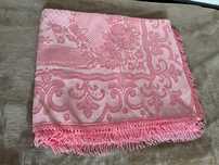 Manta/Colcha Rosa Franjas - Cama Casal