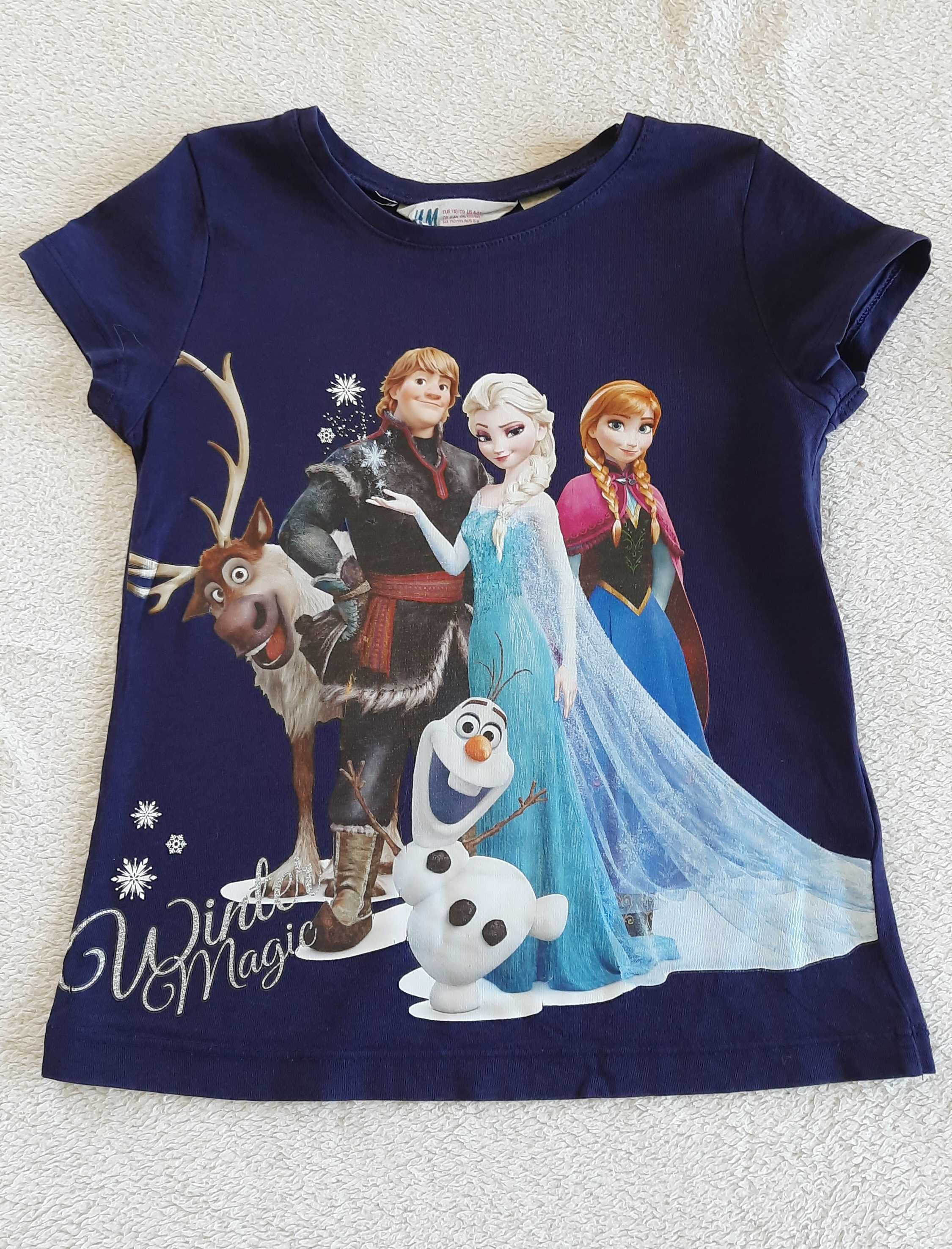 Bluzeczka H&M Disney rozm. 110/116. Kraina lodu, Frozen. Legginsy Zara